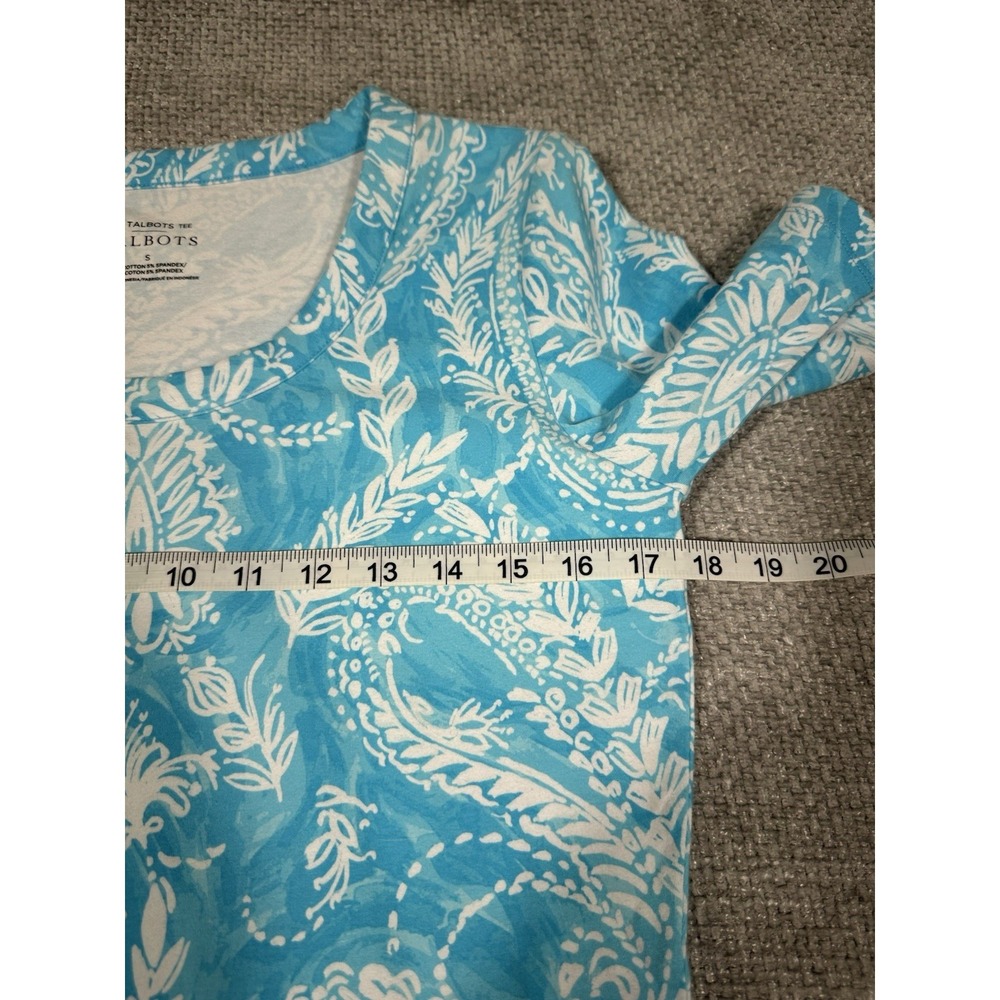 Talbots Top Womens Small Aqua Blue Paisley The Talbots Tee T-Shirt - Picture 6 of 8